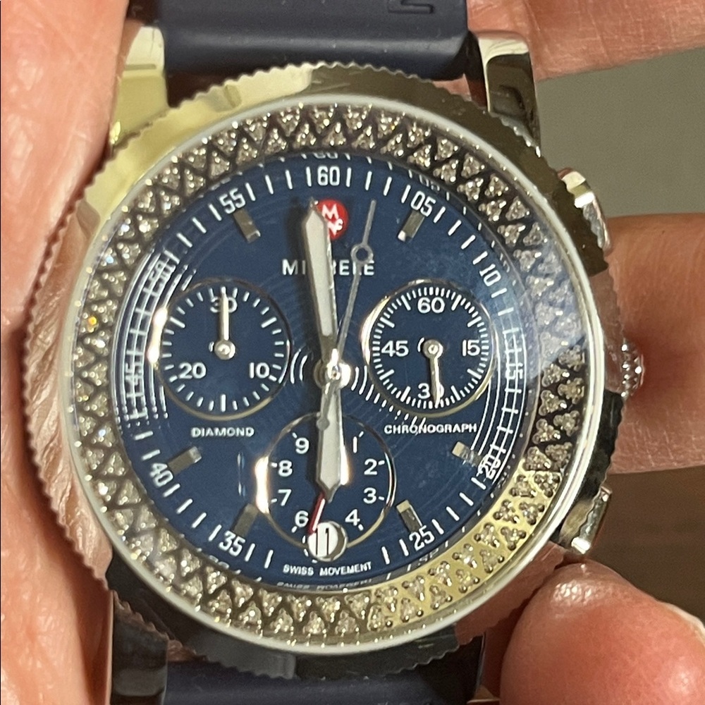 Michele Sport Sail Diamond Chronograph‎ Watch Blue Dial Swiss Movement